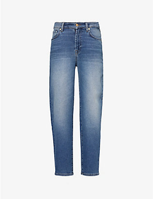 7 FOR ALL MANKIND: Malia mid-rise tapered-leg denim-blend jeans