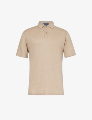 FRESCOBOL CARIOCA: Mello split-hem regular-fit linen polo shirt
