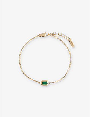 EDGE OF EMBER: Deco May Birthstone 18ct yellow-gold-plated recycled sterling-silver and green onyx bracelet
