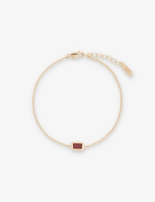 EDGE OF EMBER: Deco January Birthstone 18ct yellow-gold-plated recycled sterling-silver and garnet bracelet