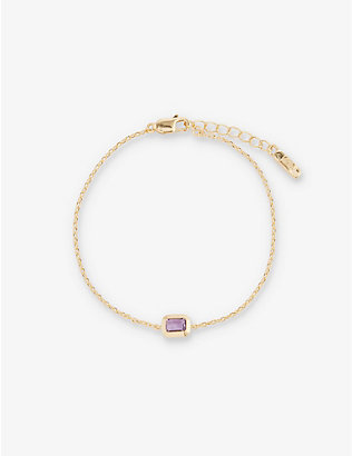 EDGE OF EMBER: Deco February Birthstone 18ct yellow-gold-plated recycled sterling-silver and amethyst bracelet
