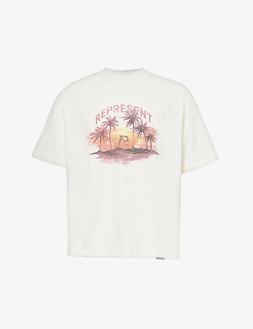 REPRESENT: Sunset branded-print cotton-jersey T-shirt