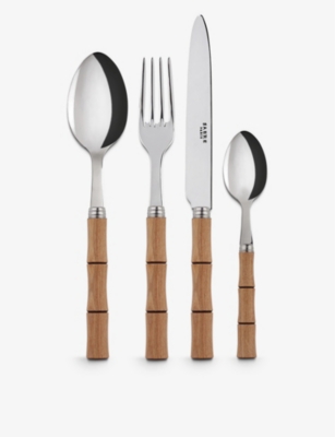 SABRE: Bamboo-handle 4-pieces stainless-steel cutlery