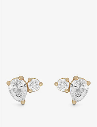 LA MAISON COUTURE: MATILDE Cluster recycled 14ct yellow-gold and 0.24ct mixed-cut diamond stud earrings