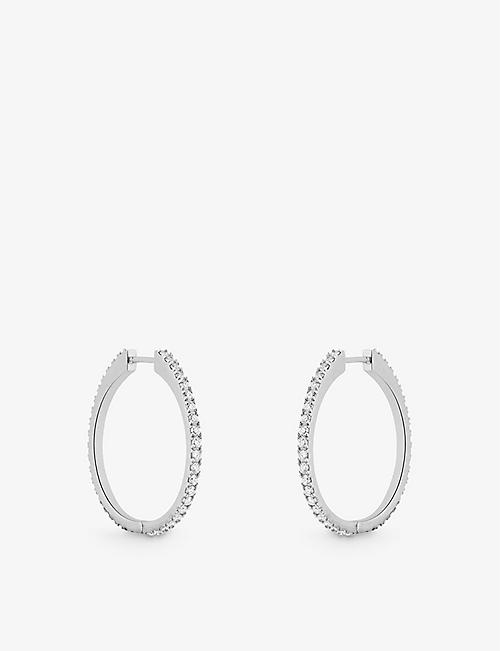 LA MAISON COUTURE: MATILDE Continuous recycled 14ct white-gold and 0.84ct brilliant-cut diamond hoop earrings