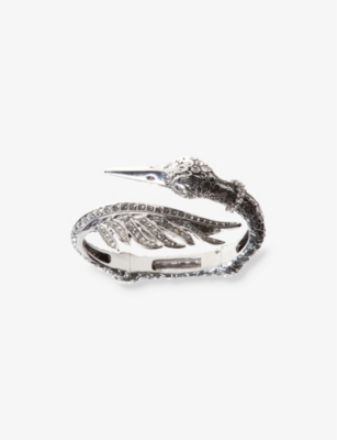 LA MAISON COUTURE: Sonia Petroff Swan palladium-plated brass, diamond and Swarovski crystal bracelet