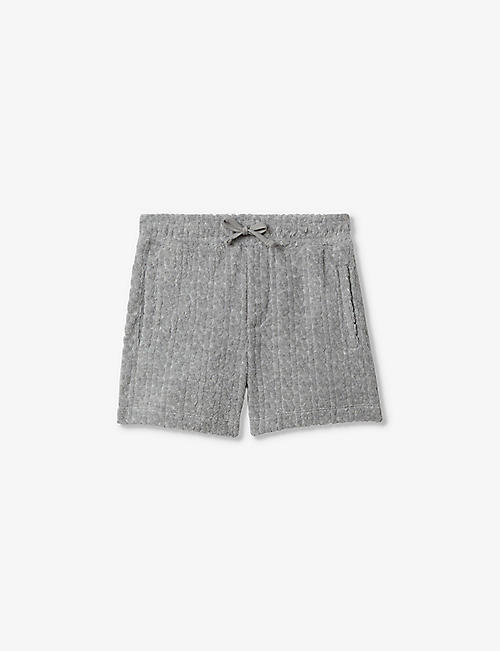 REISS: Fletcher elasticated-waist towelling cotton-blend shorts