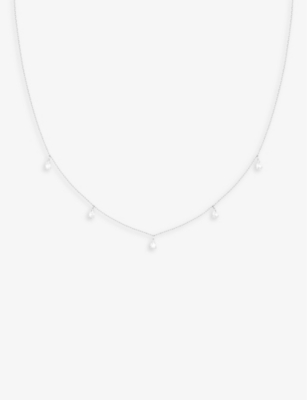 ASTRID & MIYU: Crystal Pear Charm rhodium-plated recycled sterling-silver and cubic zirconia necklace