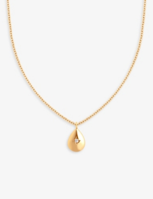 ASTRID & MIYU: Pear Charm 18ct yellow gold-plated recycled sterling-silver and cubic zirconia necklace