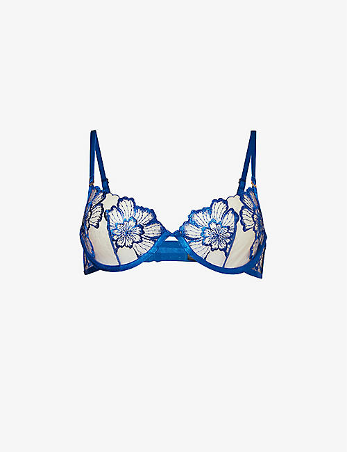 BLUEBELLA: Catalina floral-embroidered lace bra