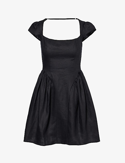REFORMATION: Oaklyn square-neck linen mini dress