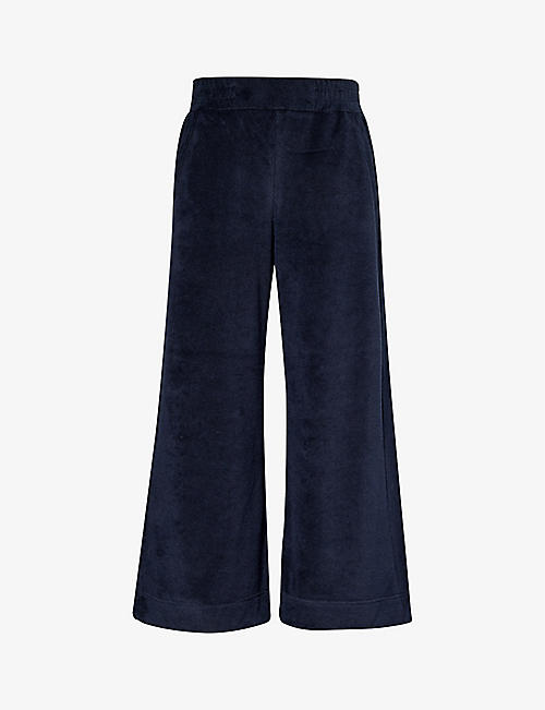 ME AND EM: Towelling wide-leg high-rise cotton-blend trousers