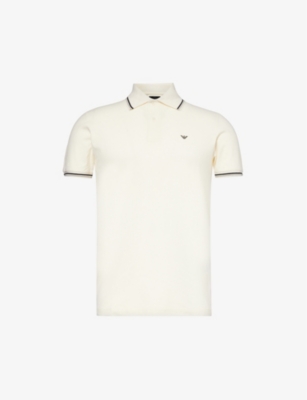 EMPORIO ARMANI: Brand-patch split-hem stretch-cotton polo shirt