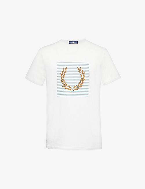 FRED PERRY: Branded-print short-sleeved cotton-jersey T-shirt