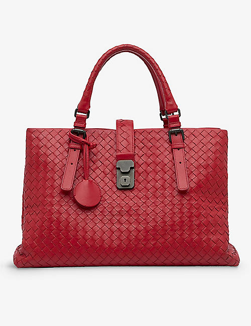 RESELFRIDGES: Pre-loved Bottega Veneta Intrecciato leather top-handle bag