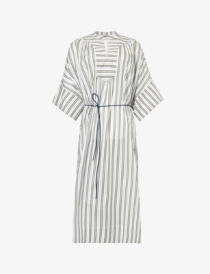 YVES SALOMON: Pleated relaxed-fit cotton-poplin midi dress
