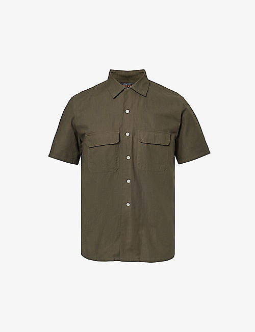 BEAMS PLUS: Revere-collar regular-fit cotton-blend shirt