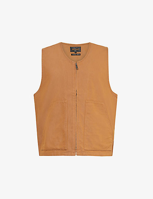 BEAMS PLUS: Work canvas-texture cotton work vest