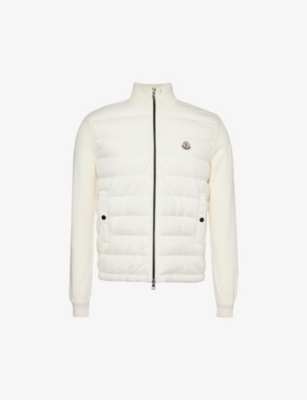MONCLER: Funnel-neck cotton-knit and shell-down cardigan