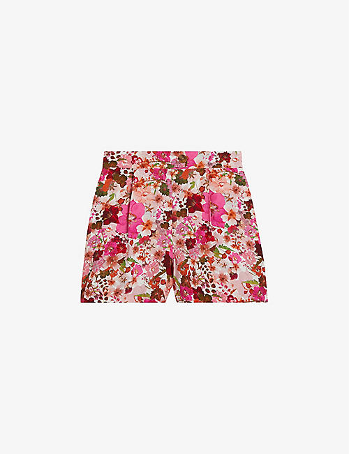 TED BAKER: Floral-print high-rise twill shorts