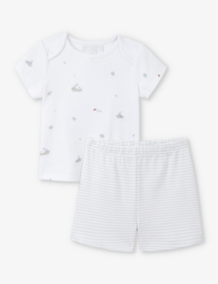 THE LITTLE WHITE COMPANY: Tiny Explorer graphic-print organic-cotton pyjamas 0-18 months
