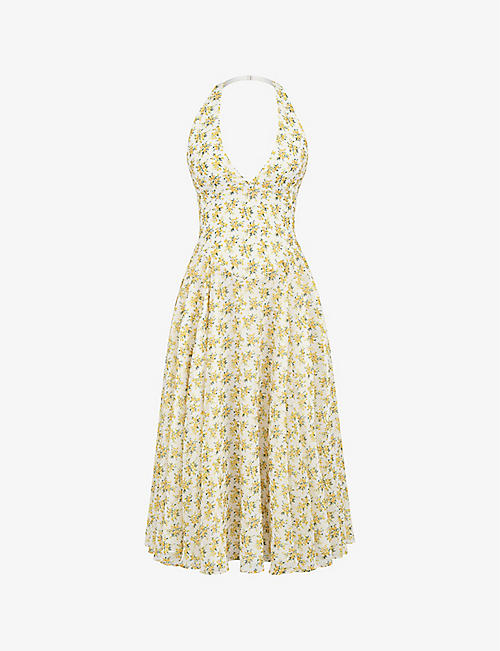 HOUSE OF CB: Solada floral-pattern woven midi dress