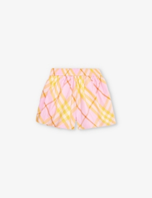 BURBERRY: Marcy check-print cotton shorts 4-14 years