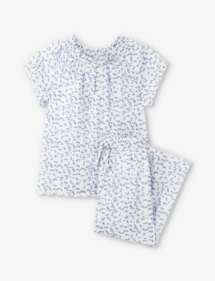 THE LITTLE WHITE COMPANY: Floral-print scalloped-edge cotton pyjamas 7-12 years