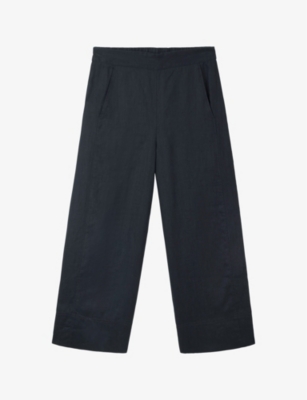 THE WHITE COMPANY: Wide-leg high-rise cropped linen trousers
