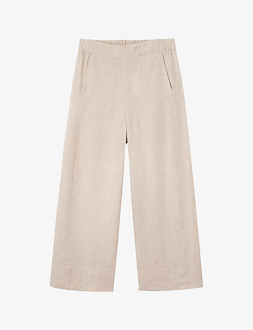 THE WHITE COMPANY: Wide-leg high-rise cropped linen trousers