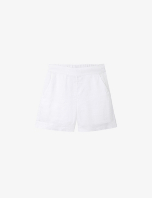 THE WHITE COMPANY: Stitch-embroidered high-rise linen shorts