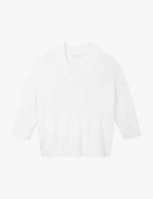 THE WHITE COMPANY: Three-quarter-length sleeved organic-cotton blend jumper