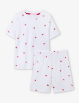 THE LITTLE WHITE COMPANY: Crab-print organic-cotton set 7-10 years