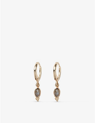 THE WHITE COMPANY: Labradorite gold-plated brass earrings