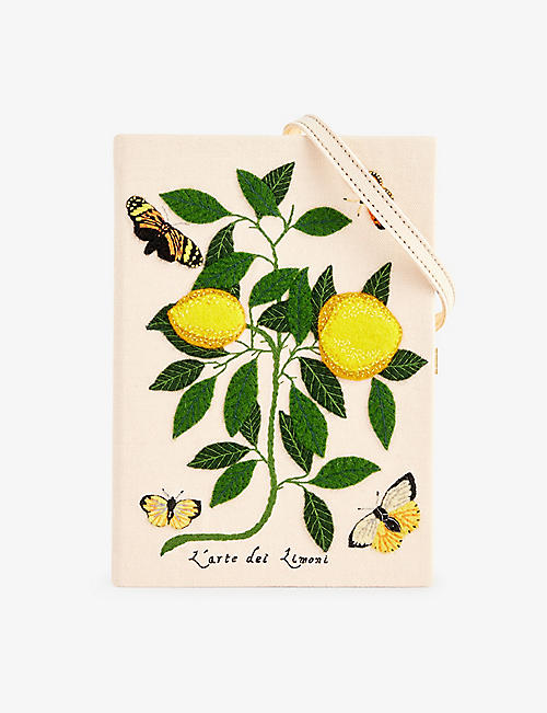 OLYMPIA LE-TAN: Lemons And Butterflies cotton-blend clutch