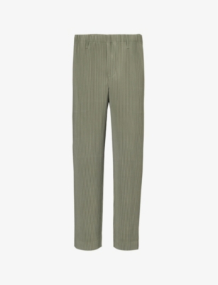 HOMME PLISSE ISSEY MIYAKE: Pleated regular-fit straight-leg knitted trousers