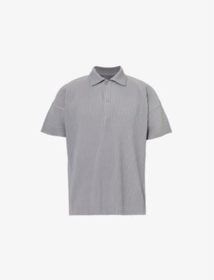 HOMME PLISSE ISSEY MIYAKE: Pleated relaxed-fit knitted polo shirt
