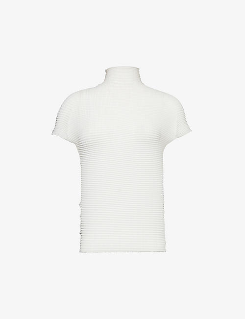 ISSEY MIYAKE: Pleated high-neck knitted top