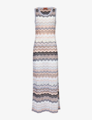 MISSONI: Sequin-embellished chevron-pattern maxi dress