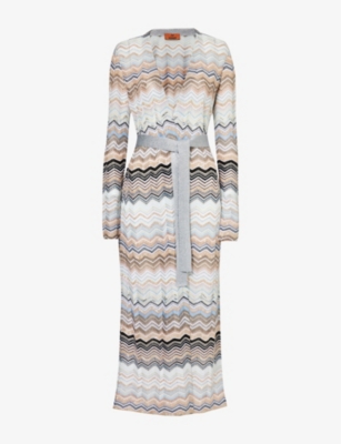 MISSONI: Chevron-pattern sequin-embellished knitted cardigan