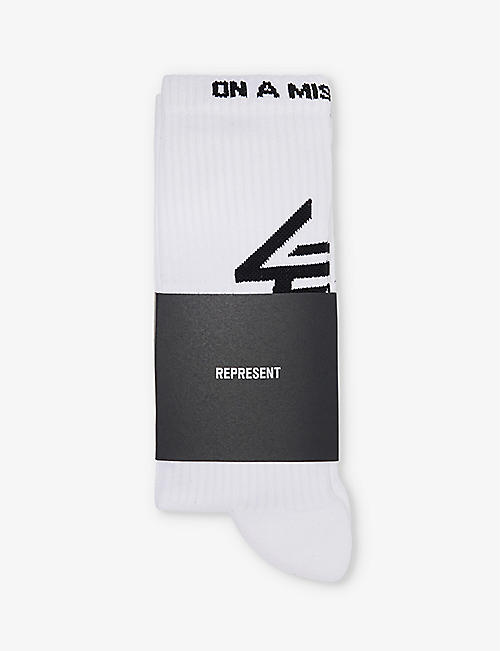 247 BY REPRESENT: Logo-pattern stretch-cotton socks