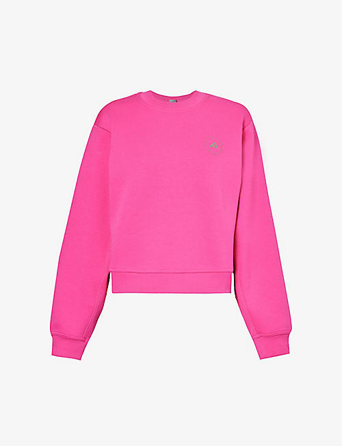 ADIDAS BY STELLA MCCARTNEY: Brand-print ribbed trims organic-cotton and recycled-polyester blend sweatshirt