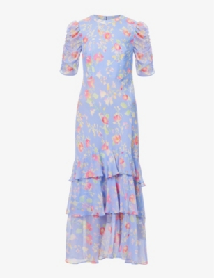 RIXO: Evelyn ruffled floral-print crepe maxi dress