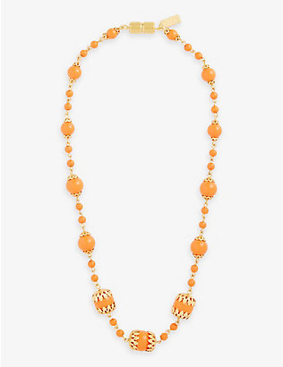 RIXO: Nala gold-plated glass-blend beaded necklace