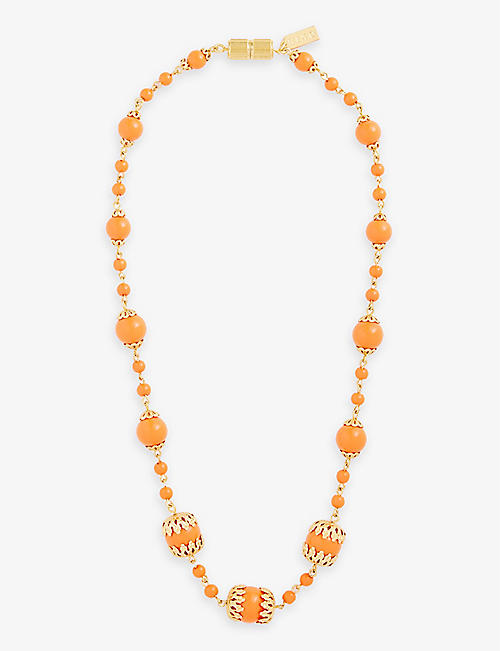 RIXO: Nala gold-plated glass-blend beaded necklace