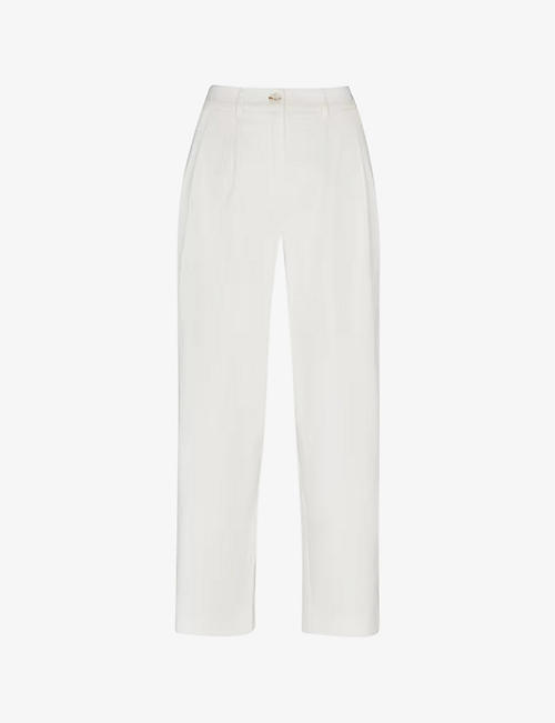 WHISTLES: Bethany pleated barrel-leg mis-rise cotton trousers