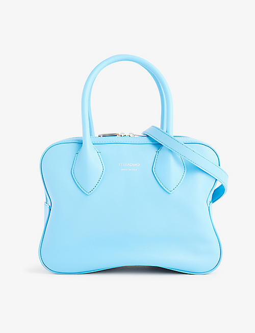 FERRAGAMO: Star curved leather top-handle bag
