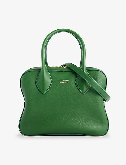 FERRAGAMO: Star curved leather top-handle bag