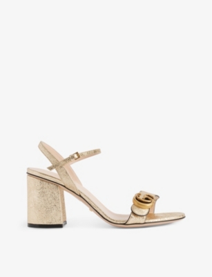 GUCCI: Marmont metallic-leather heeled sandals