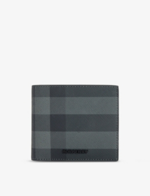 BURBERRY: Check-pattern coated-canvas wallet